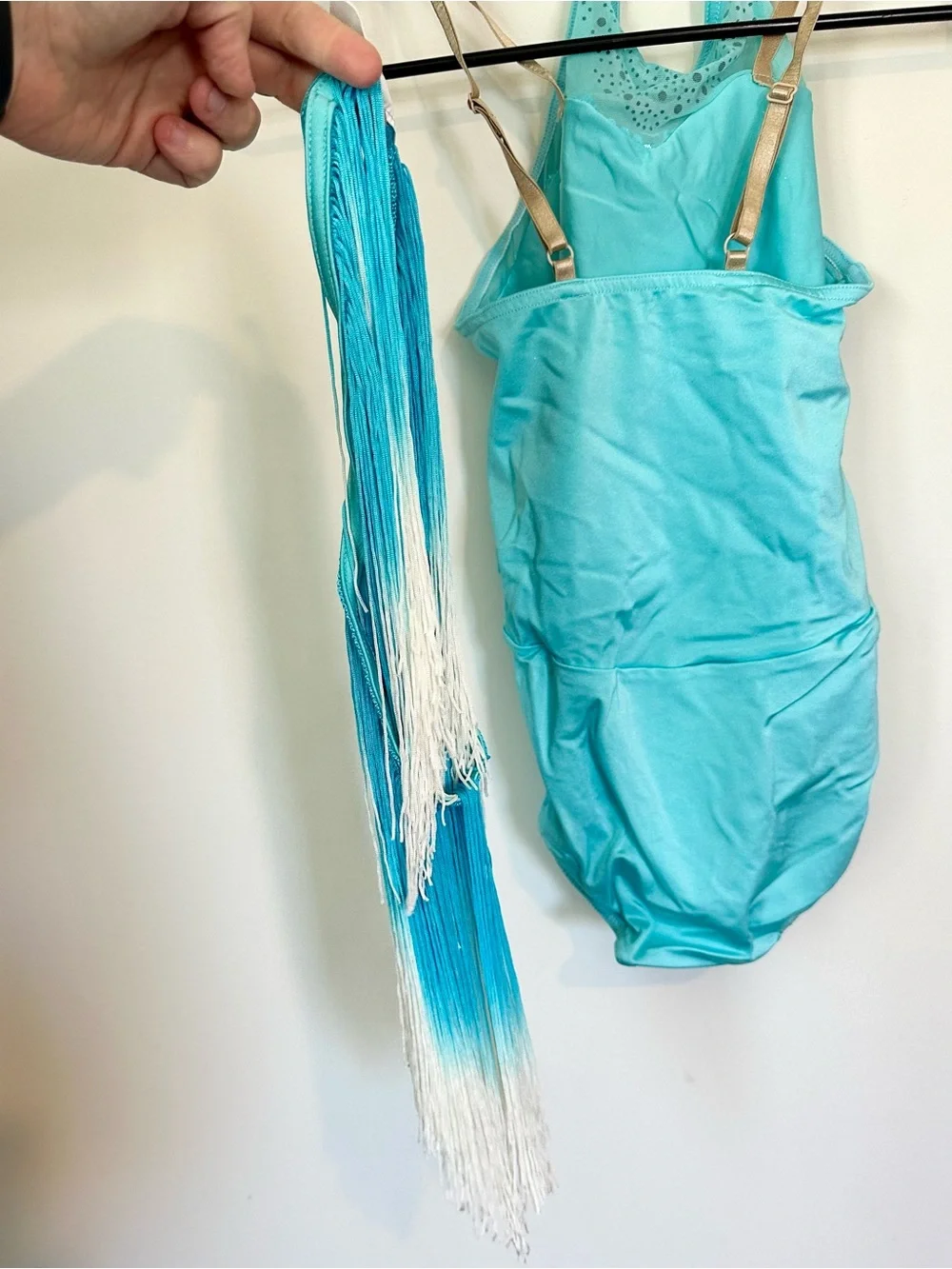 Dancing on Air Sparkling Aqua Fringe and Tutu Dance Costume - Size: LC